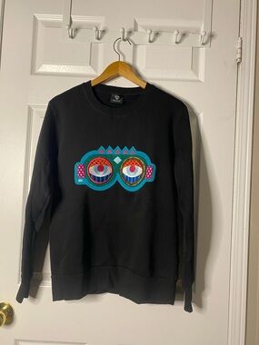 MCM Black Crewneck Sweater with Multicolor Embroidered Goggles #6